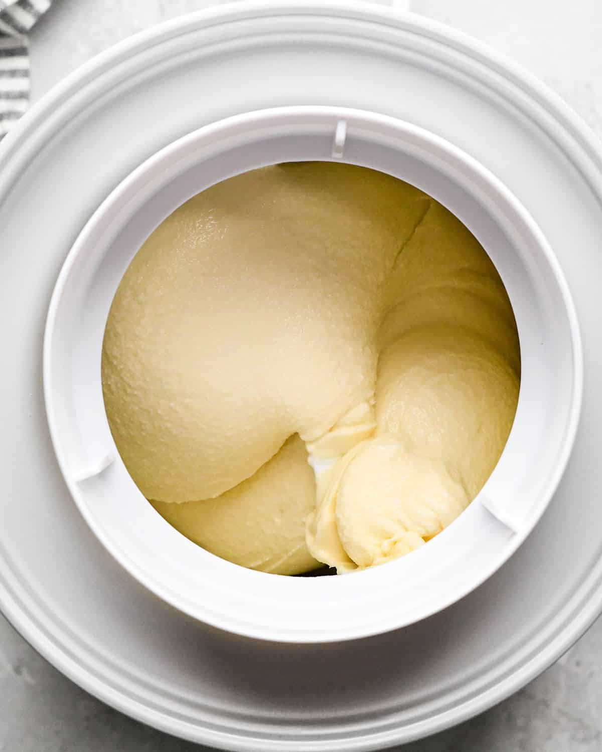 Mint Chocolate Chip Ice Cream churned in an aice cream maker