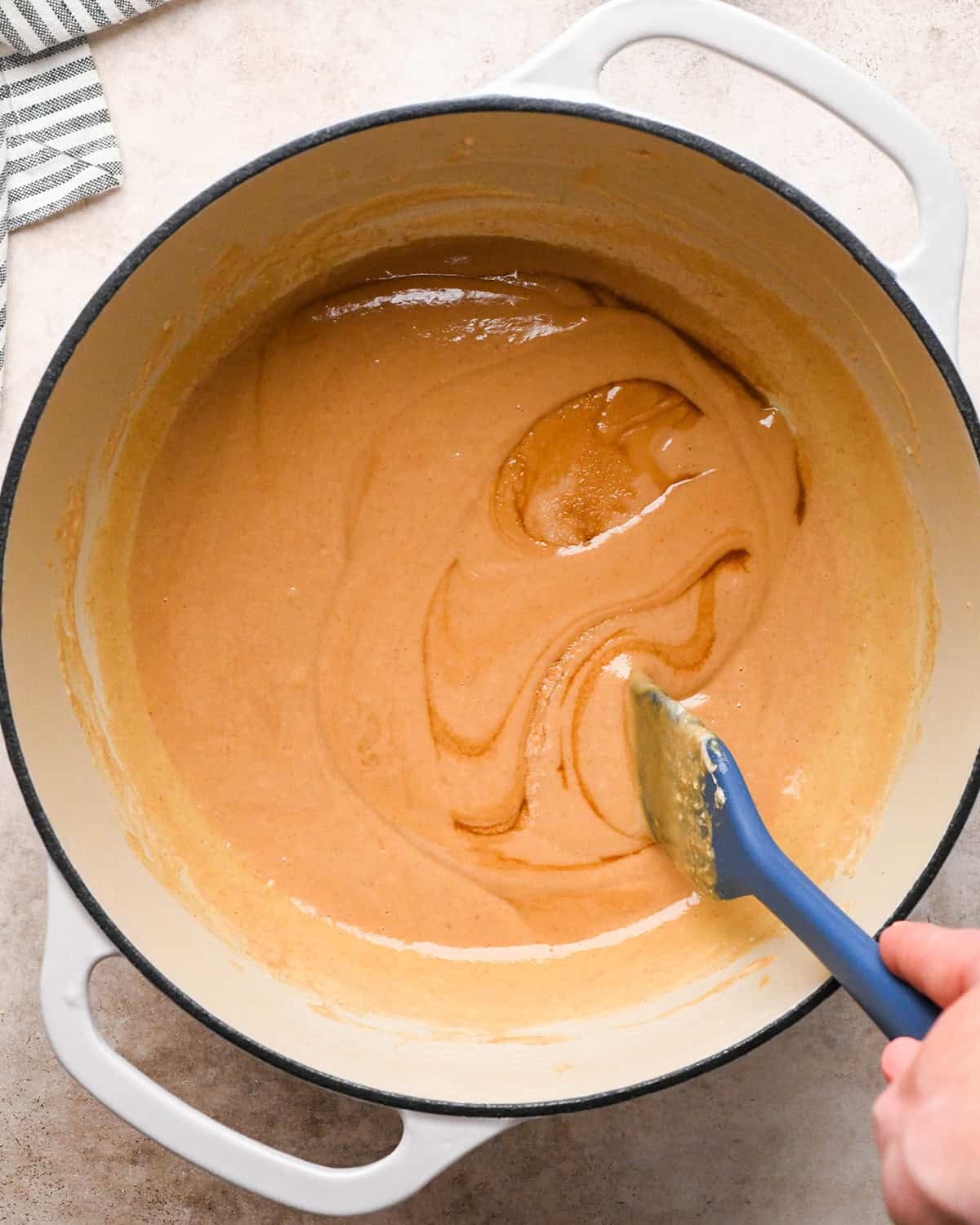 making Peanut Butter Rice Crispy Treats - stirring in vanilla and sea salt