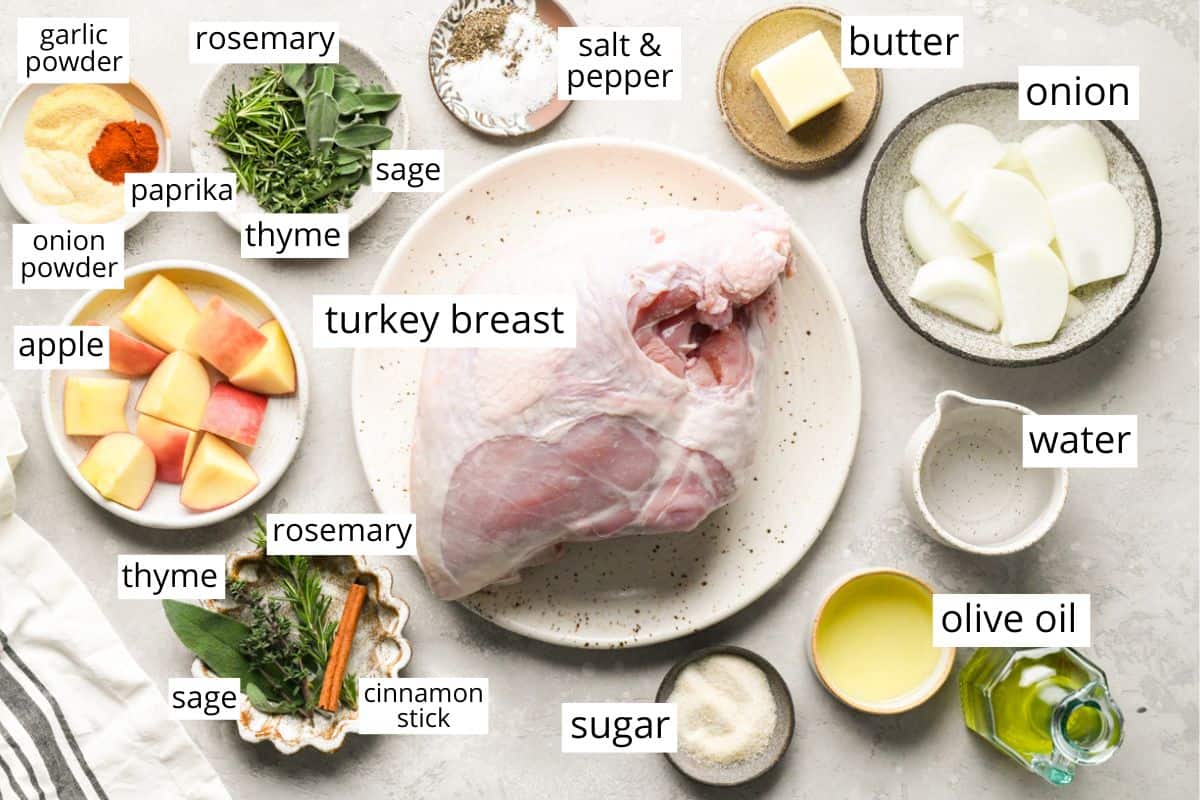 Crock Pot Turkey Breast recipe ingredients labeled