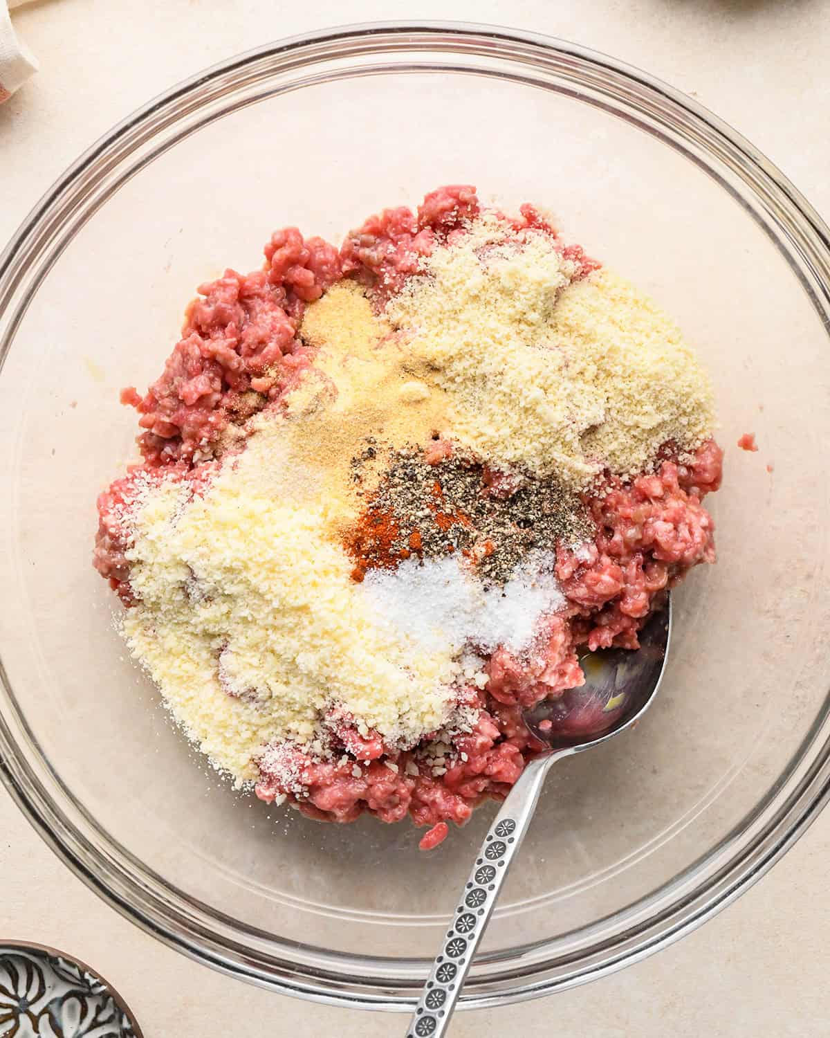 how to make Gluten Free Meatballs - adding dry ingredients added before mixing