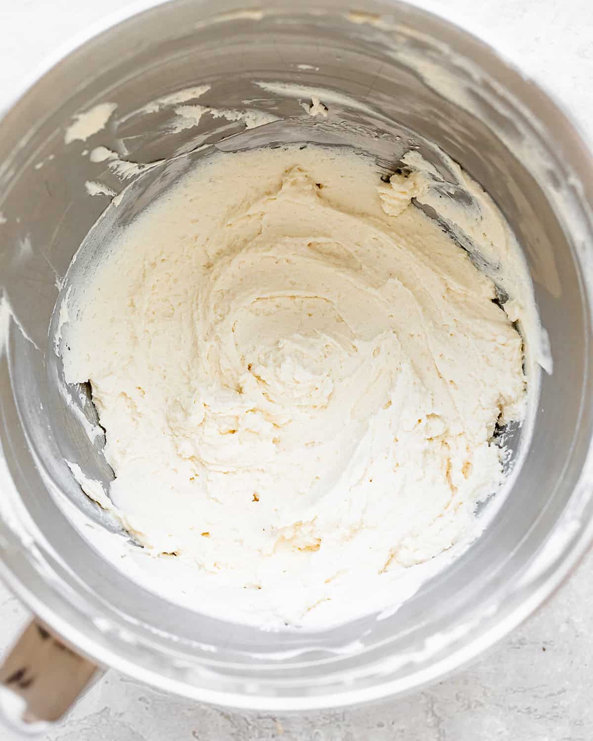 How to Make Dirt Cups - cream cheese mixture after beating in a bowl