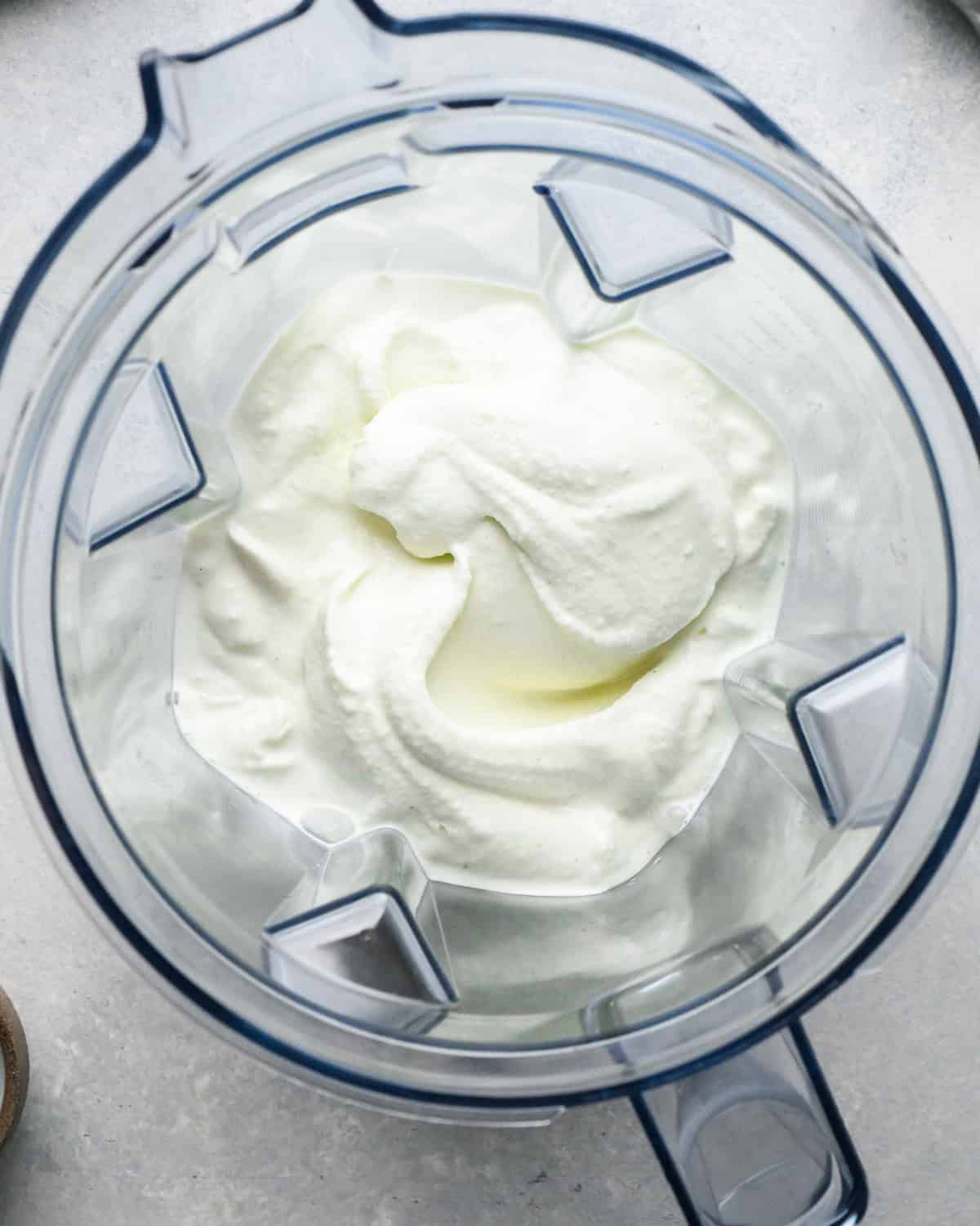 shamrock shake in a blending container after blending