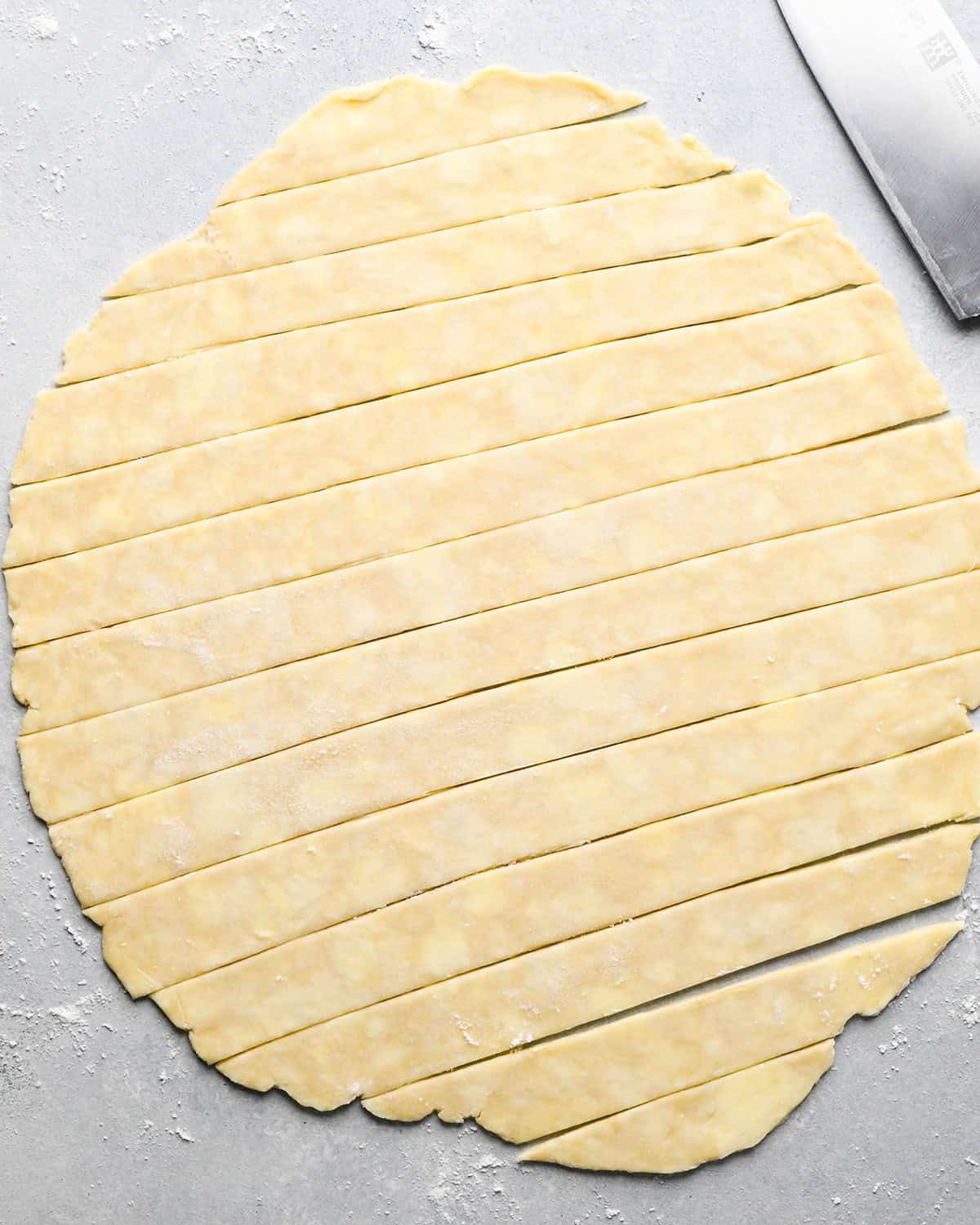 How to Make a Lattice Pie Crust - dough cut into strips