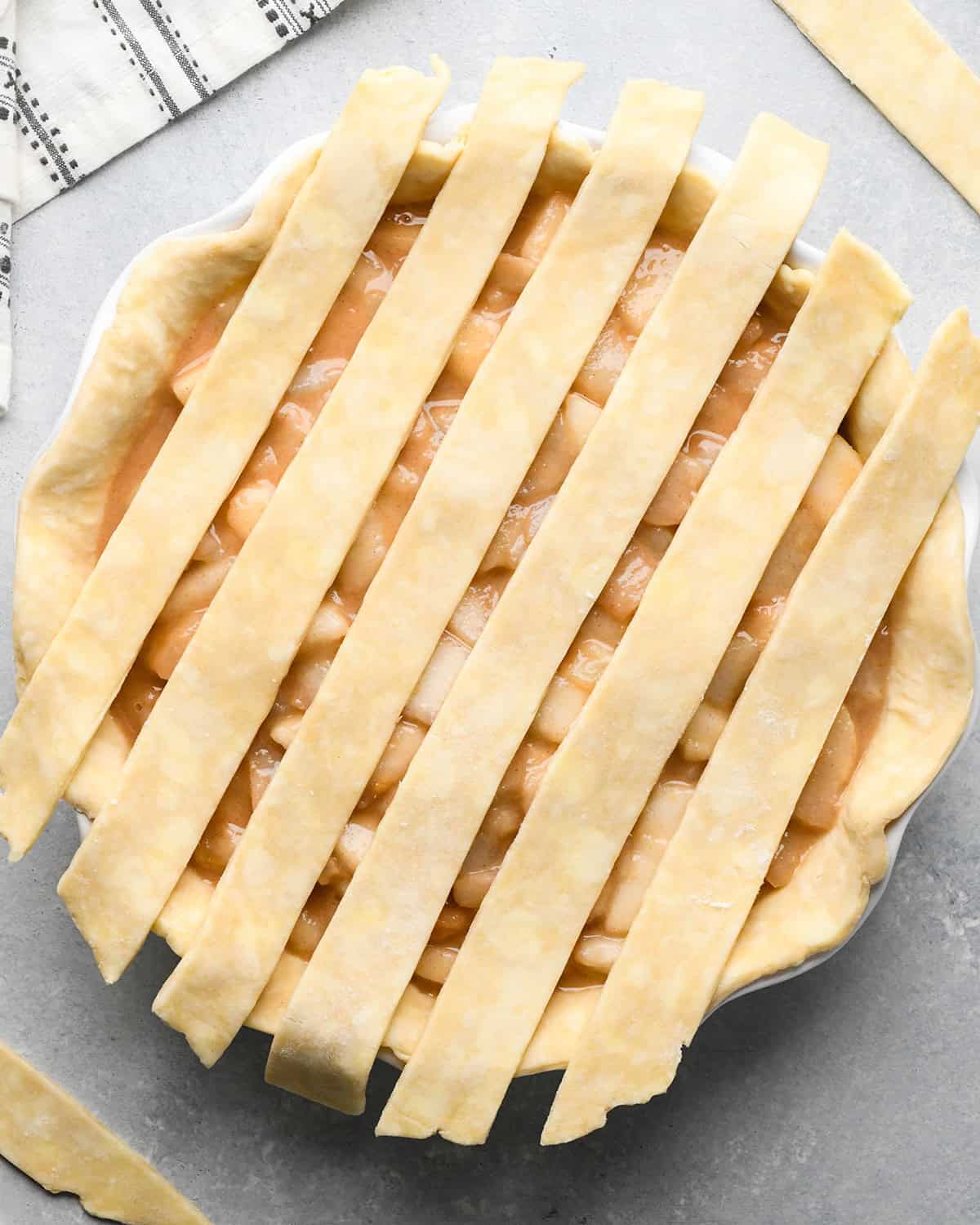 How to Make a Lattice Pie Crust -  - strips on top of the pie