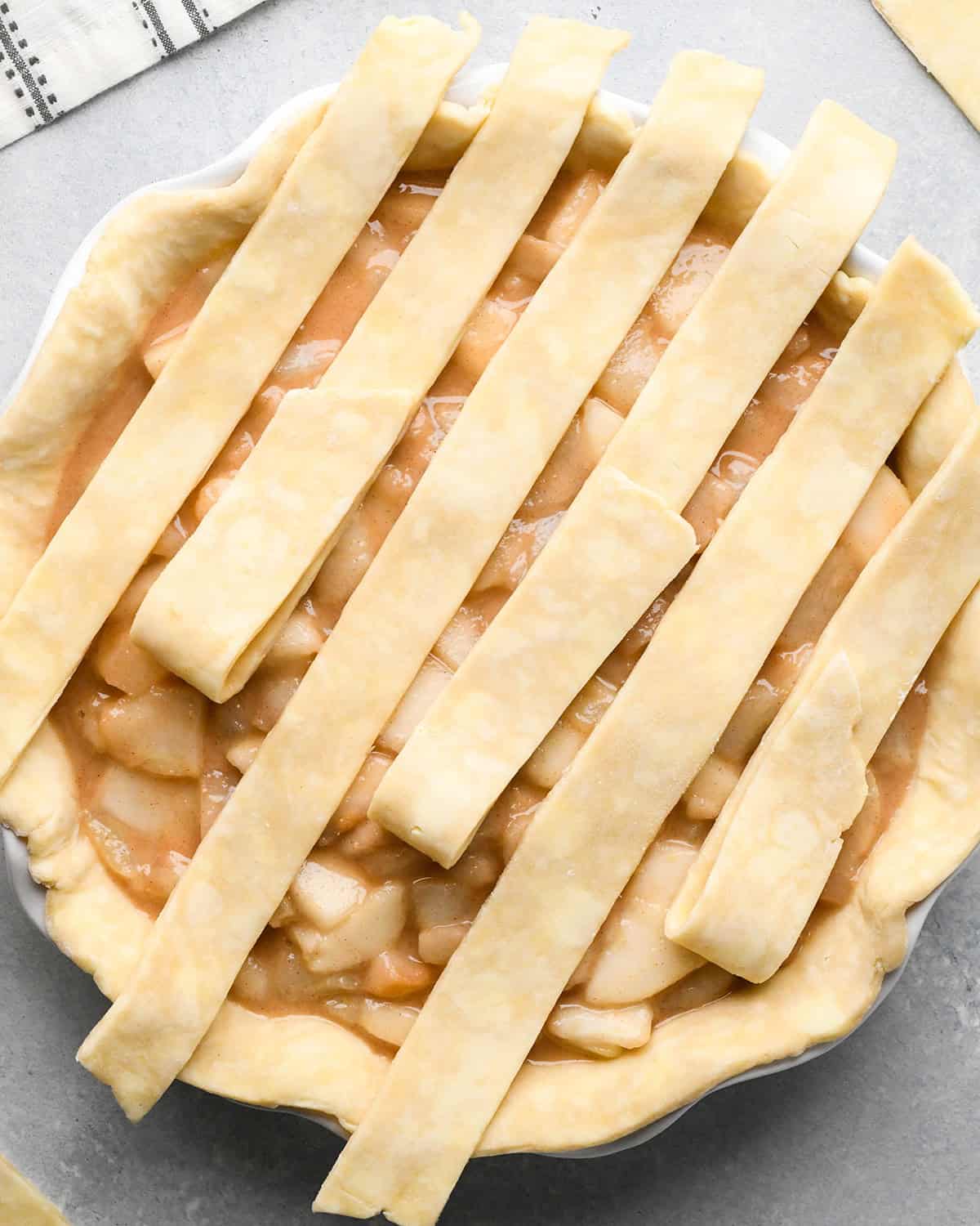 How to Make a Lattice Pie Crust -  3 strips folded back
