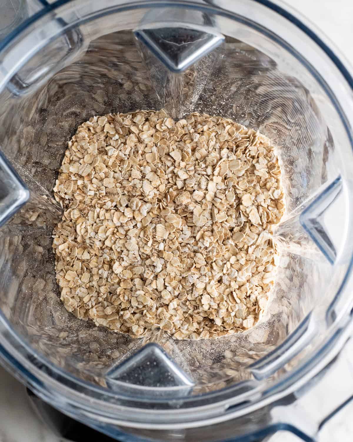 making oat flour - oats in a blender before blending