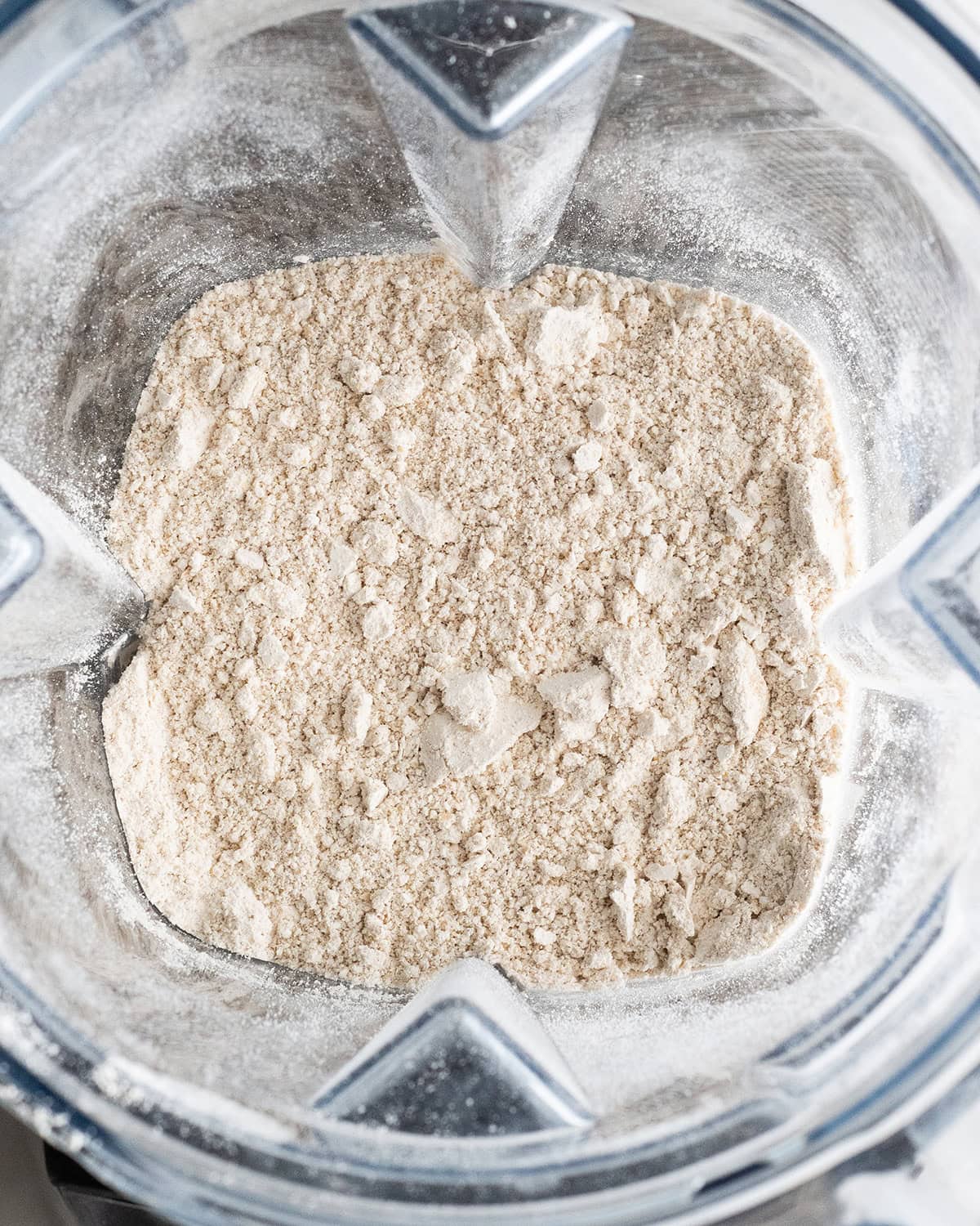 oat flour in a blender after blending