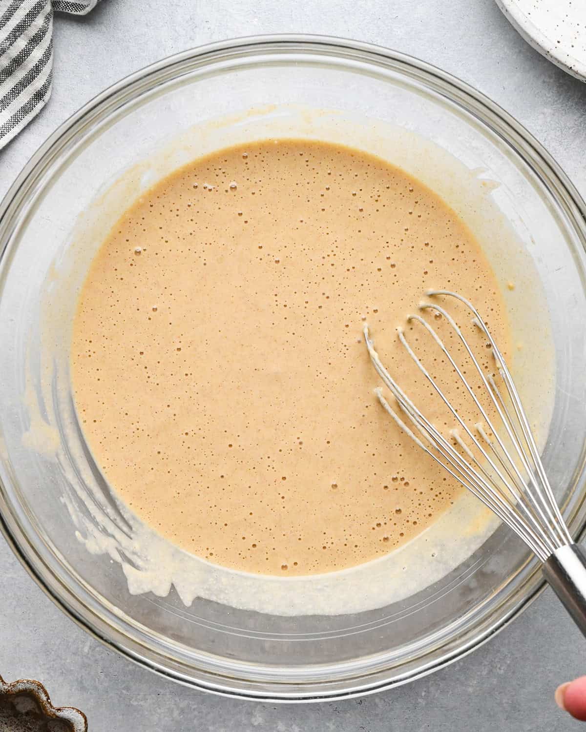 How to Make Oat Flour Pancakes - batter after whisking all the ingredients together