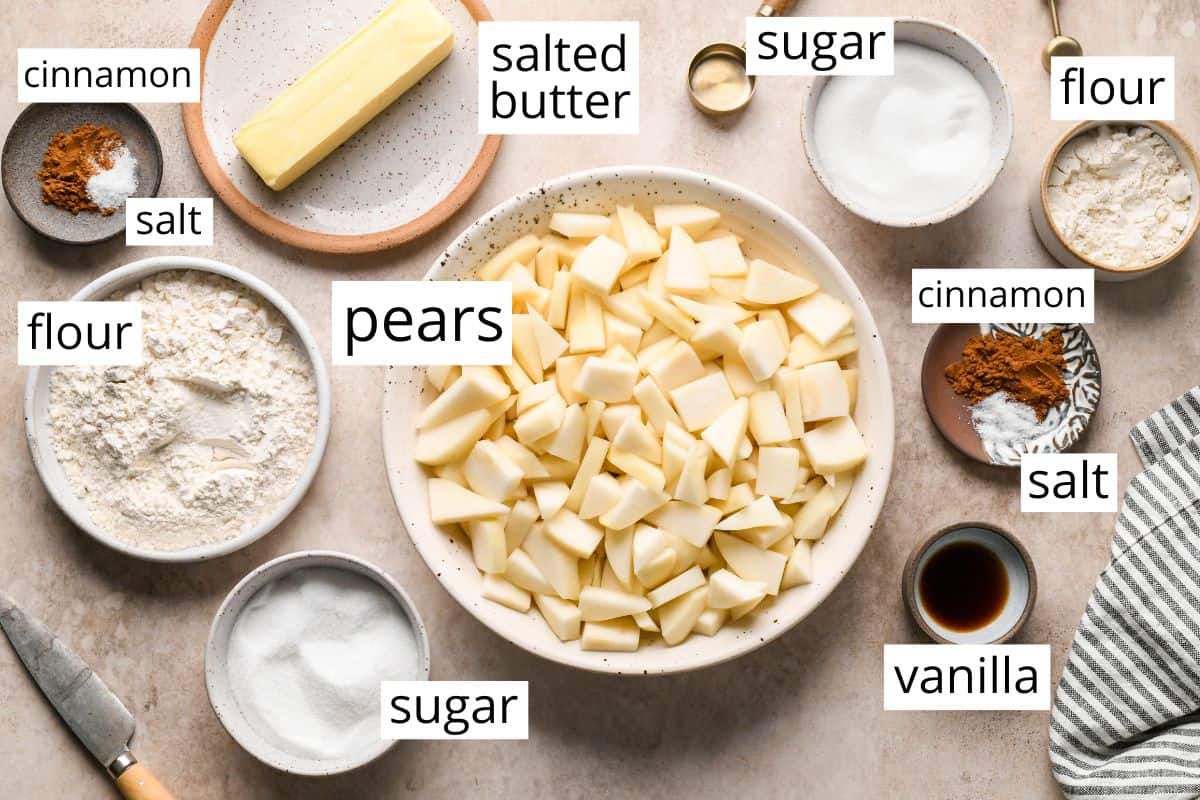 the labeled ingredients in this Pear Crumble recipe