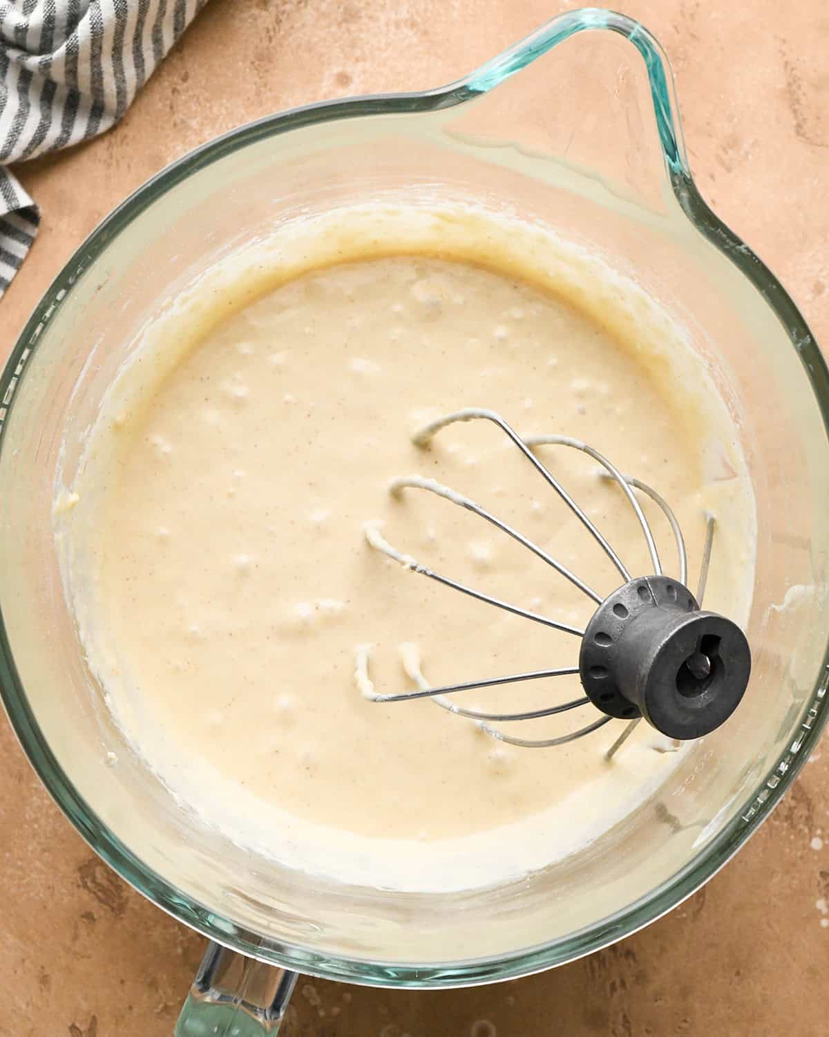 making chocolate chip waffles - batter after mixing in dry ingredients