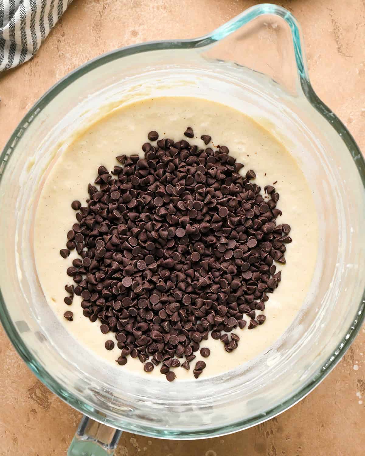 making chocolate chip waffles - chocolate chips added before mixing