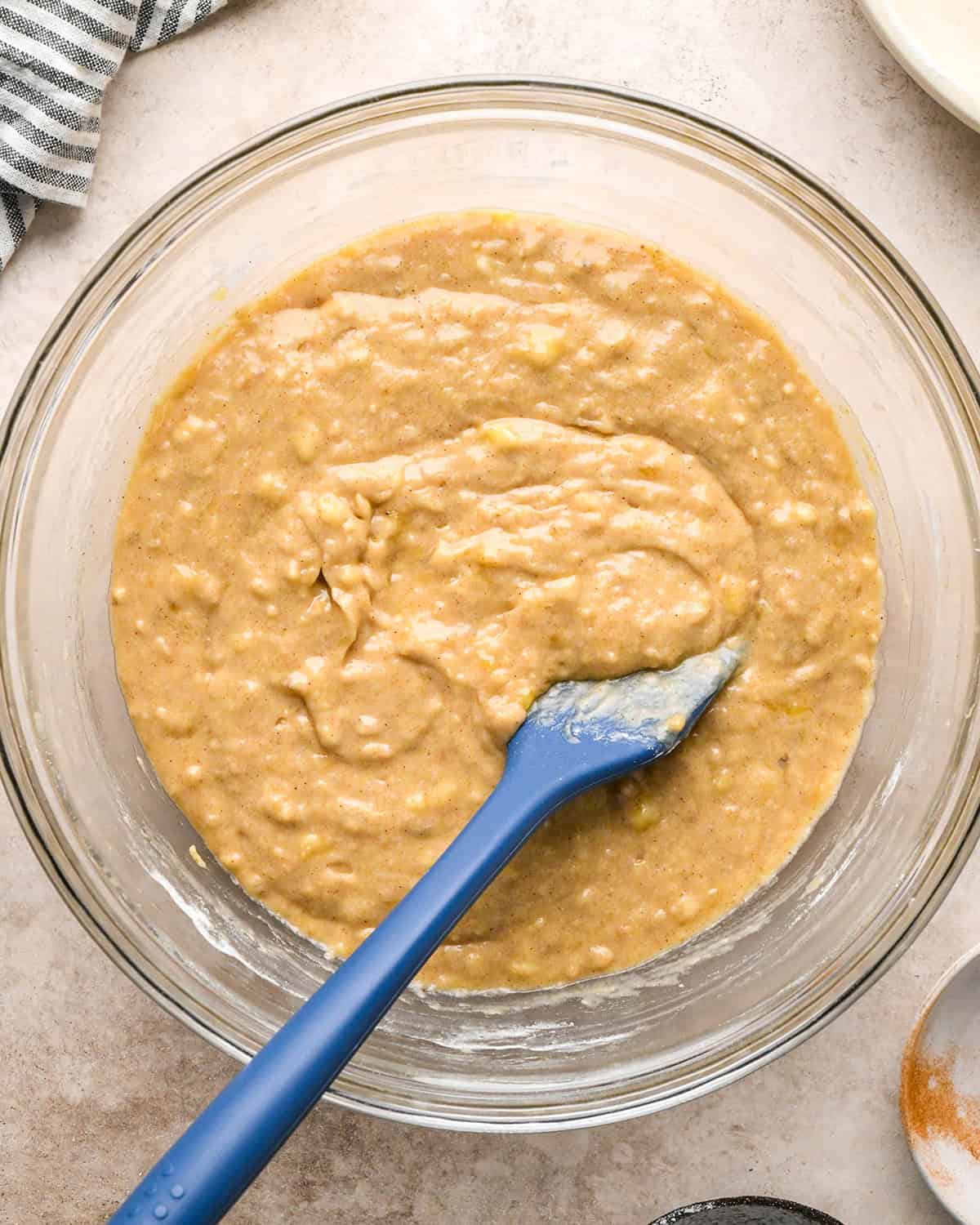 making zucchini banana bread - batter after mixing in dry ingredients