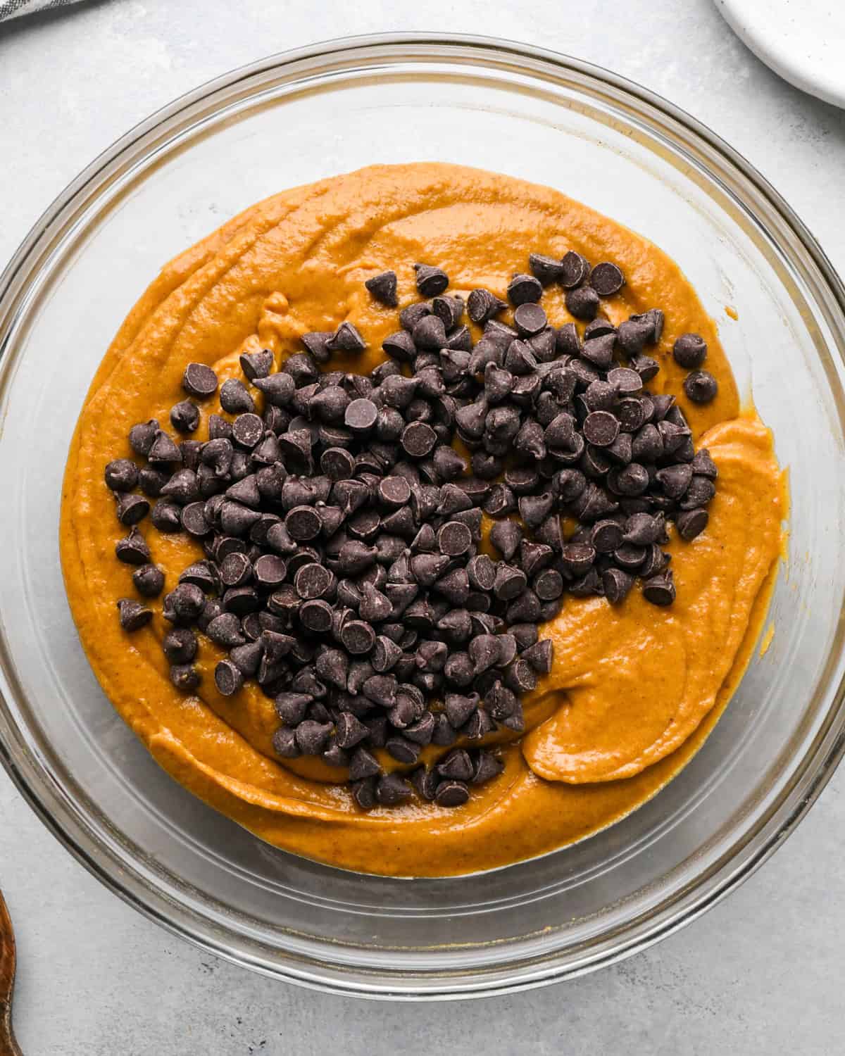 making Pumpkin Chocolate Chip Bread - chocolate chips added before mixing