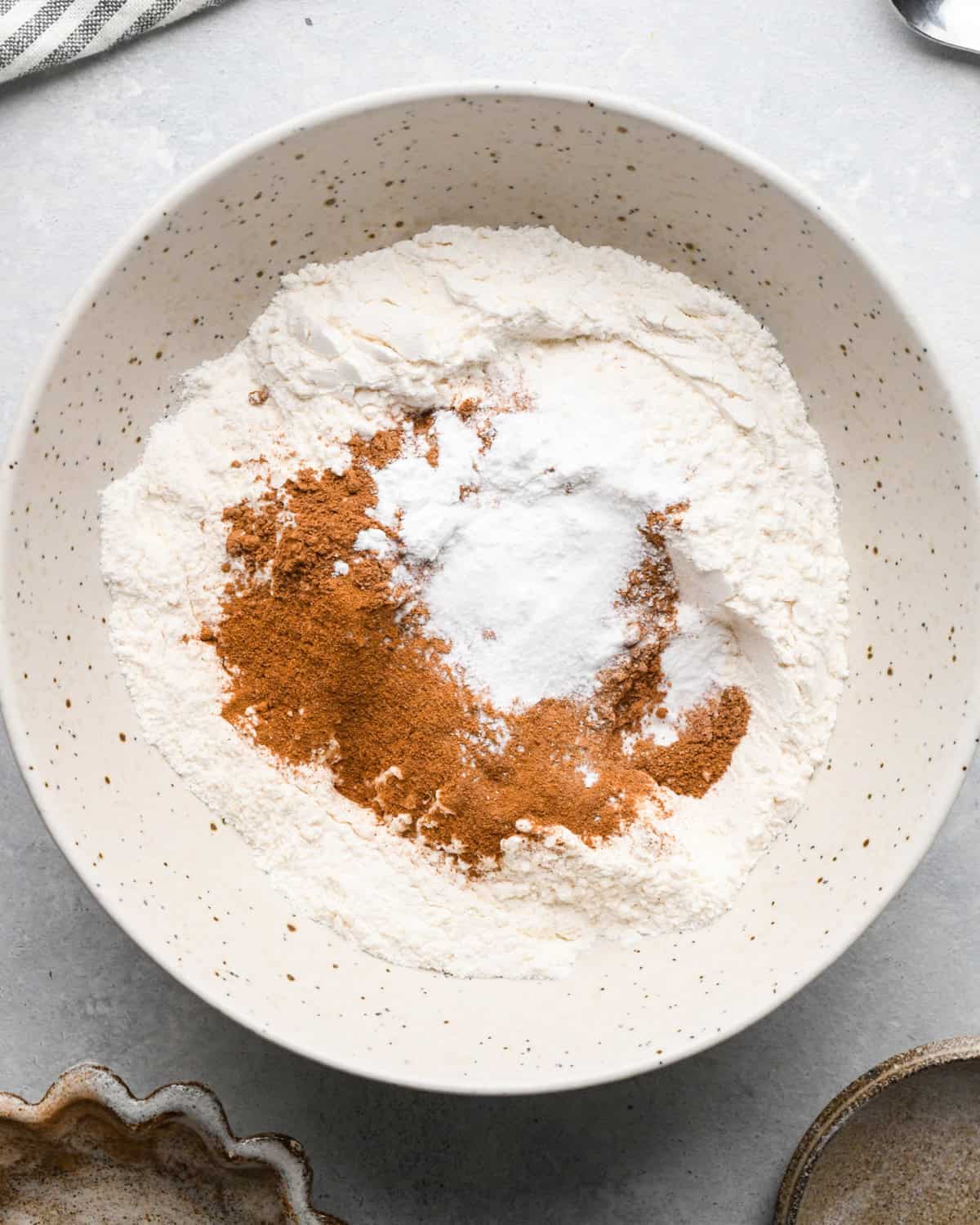 making Pumpkin Chocolate Chip Bread - dry ingredients in a bowl before mixing