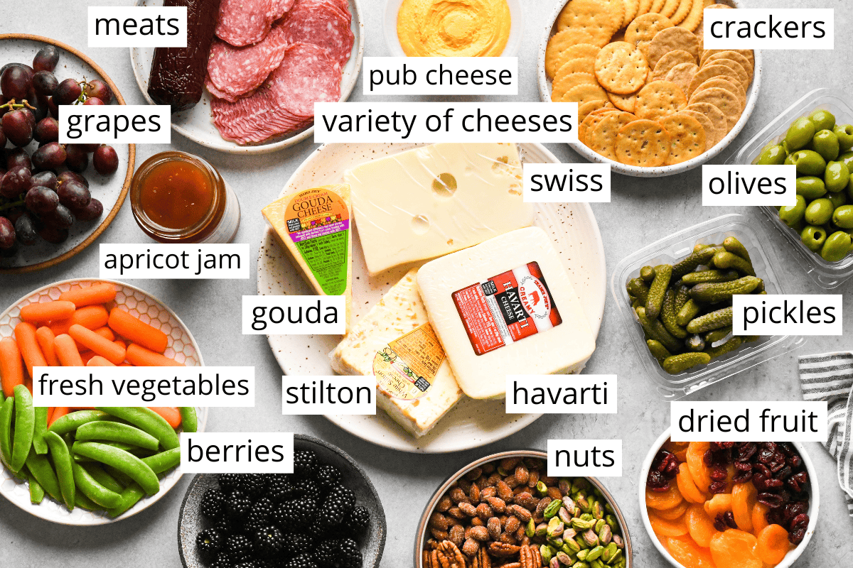 labeled charcuterie board ingredients 