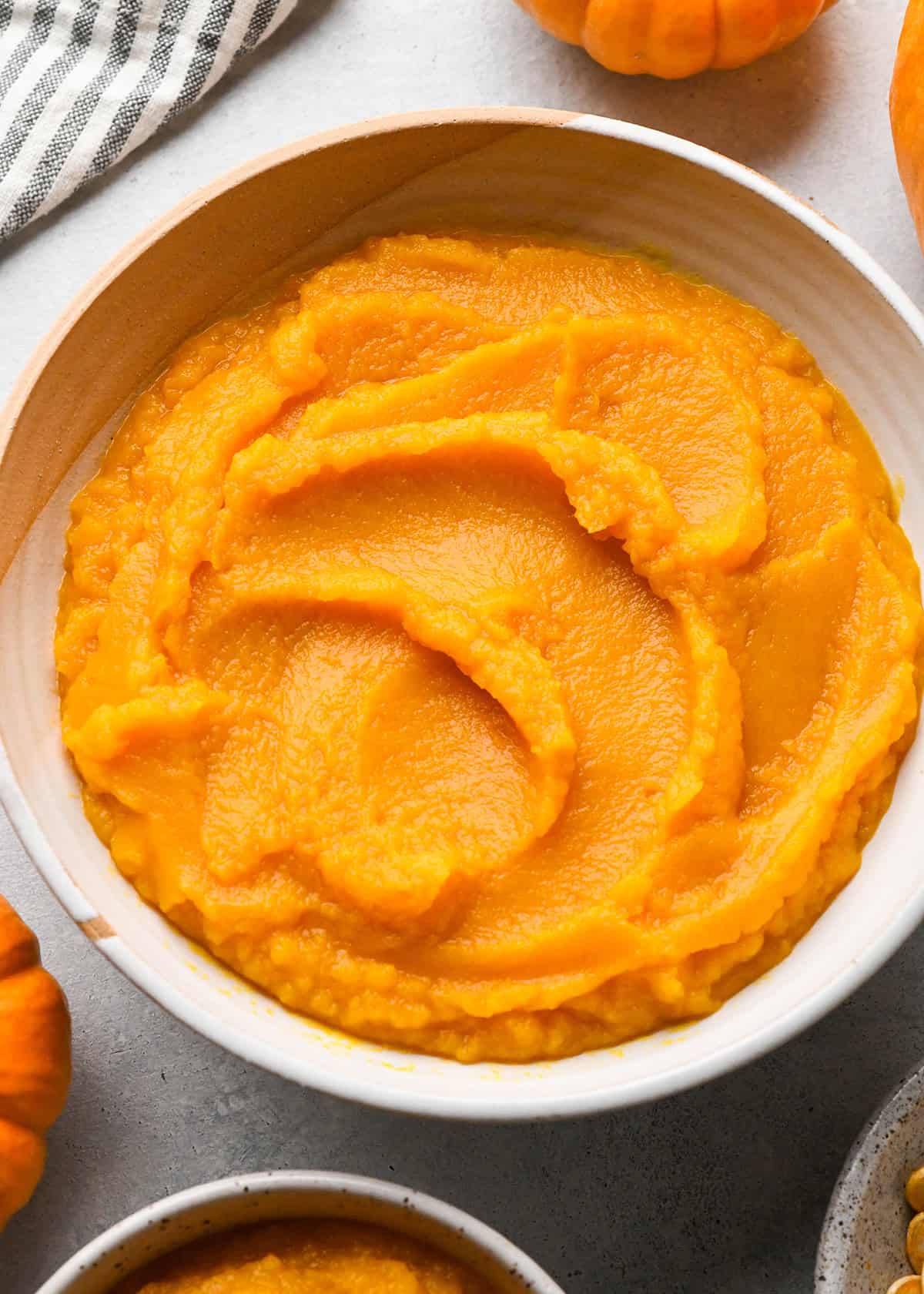 homemade pumpkin puree in a bowl