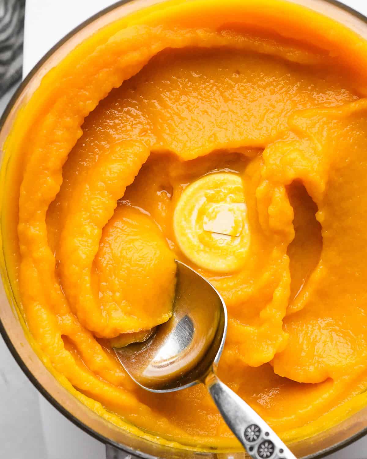 How to Make Pumpkin Puree - smooth pumpkin puree in a food processor