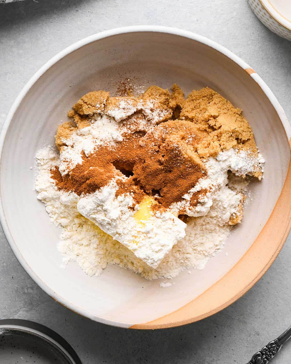 crumb topping ingredients in a bowl before mixing