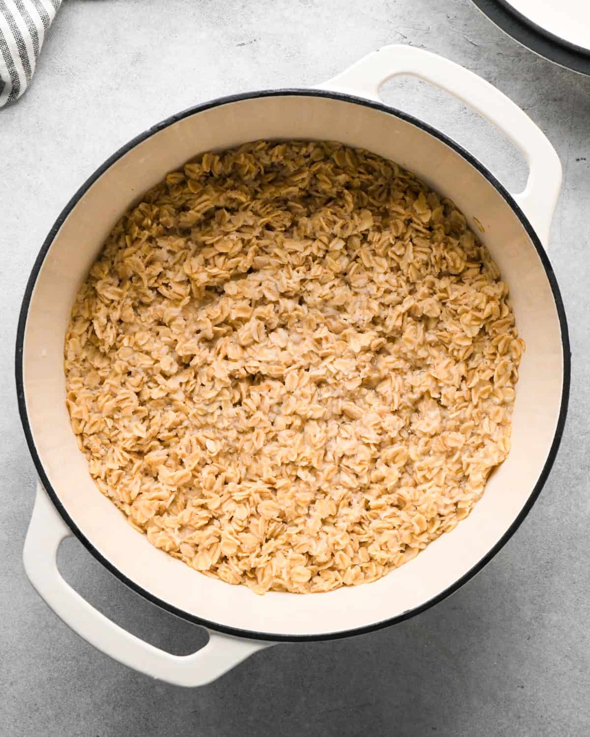 cooked oatmeal in a pot