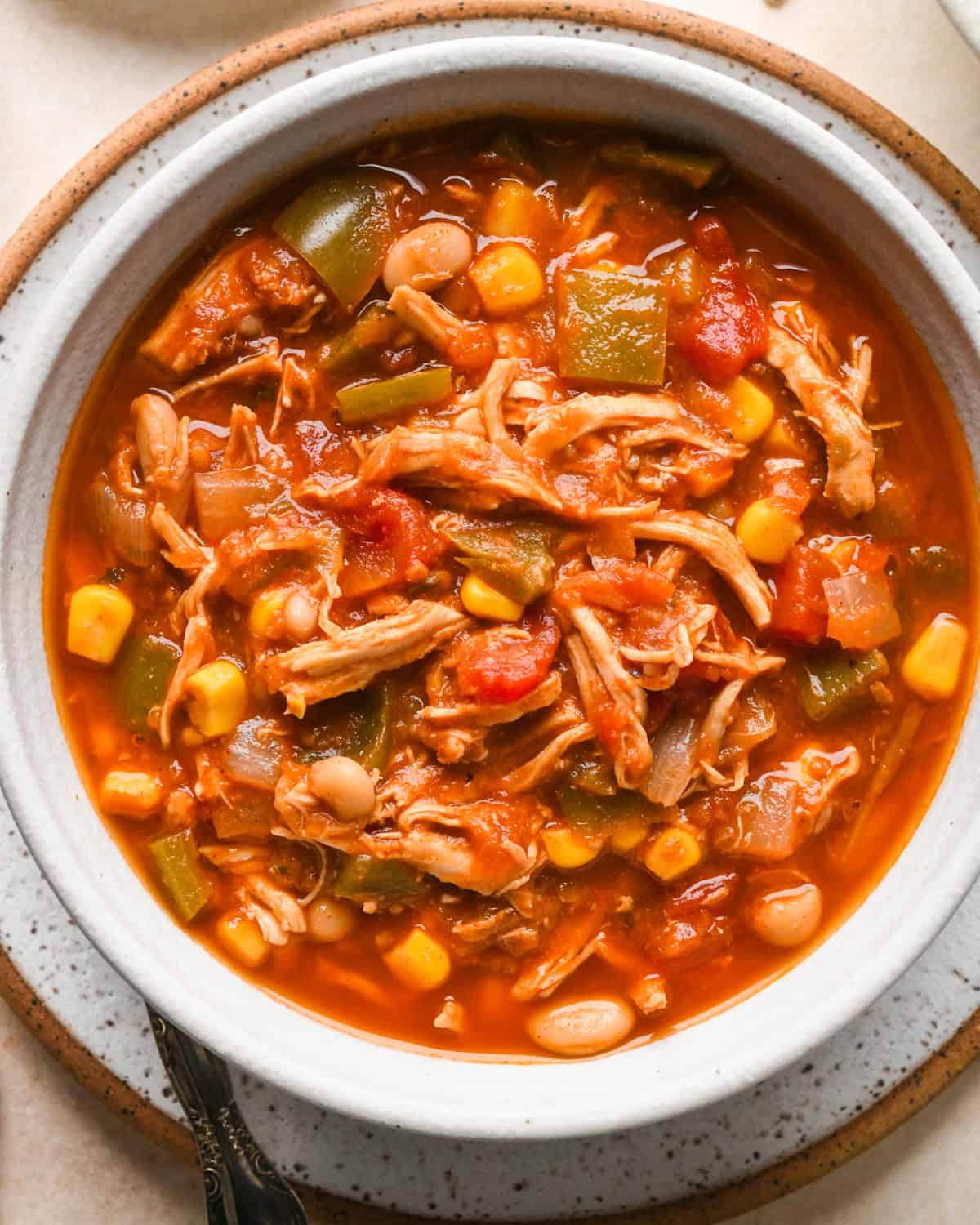 a bowl of Slow Cooker Chicken Chili