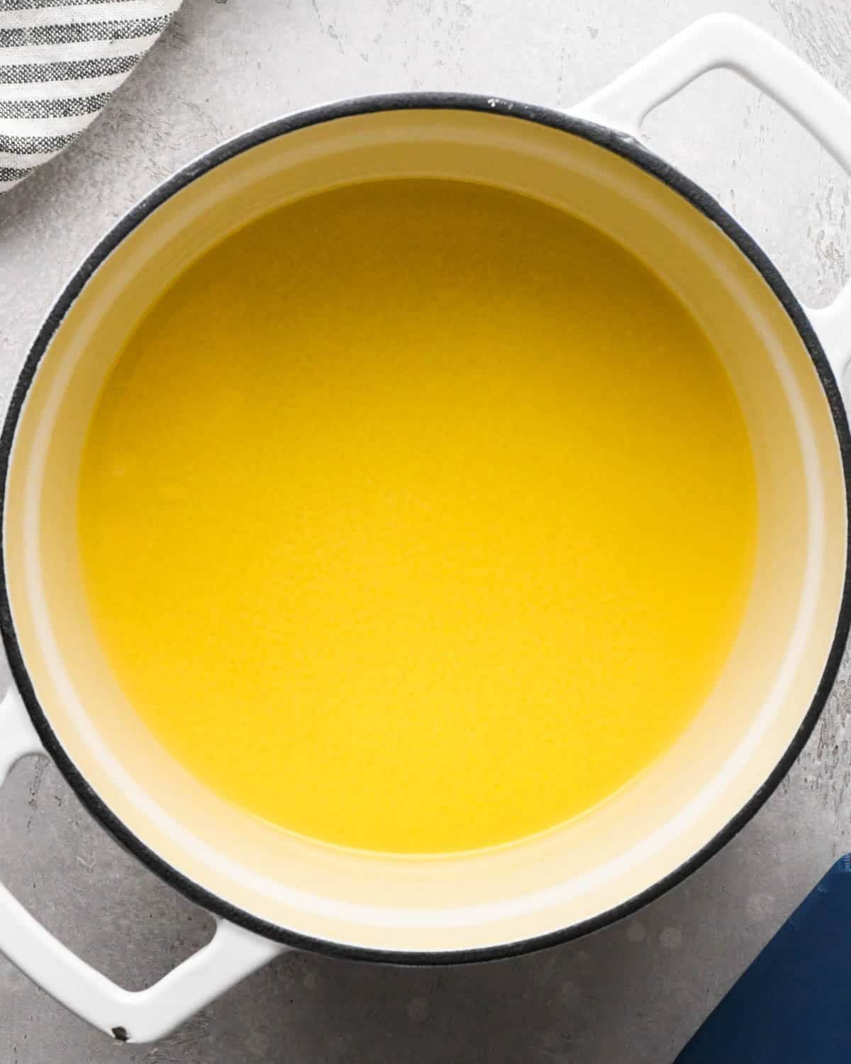 browning butter for brown butter brownies - melted butter in a pot
